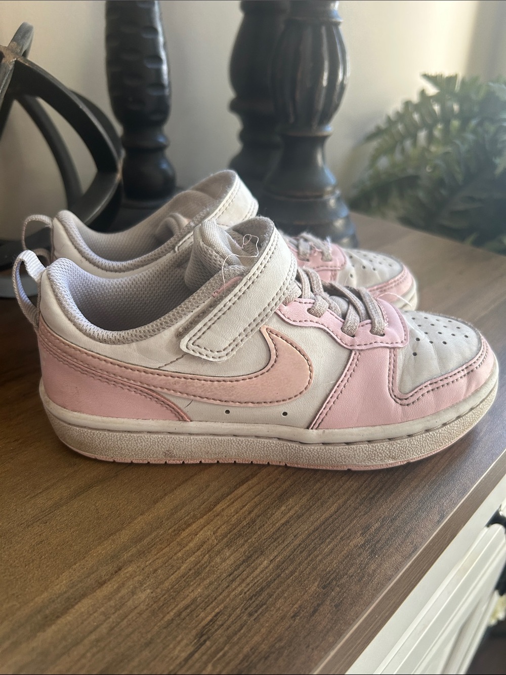 Nike Kids Pink and White Low-Top Sneakers 12c